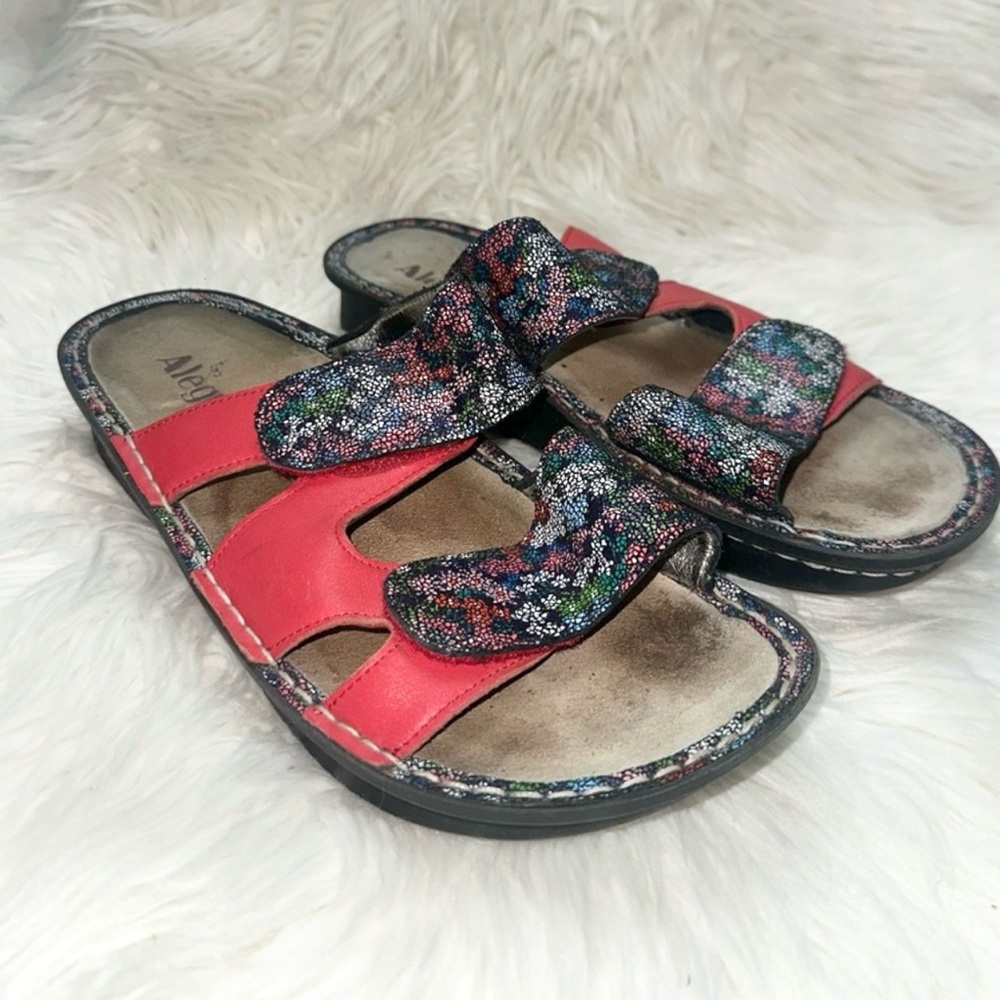 Alegria Colorful Red Strap Sandals | Women’s Size 42 Comfort Slip-On Walking